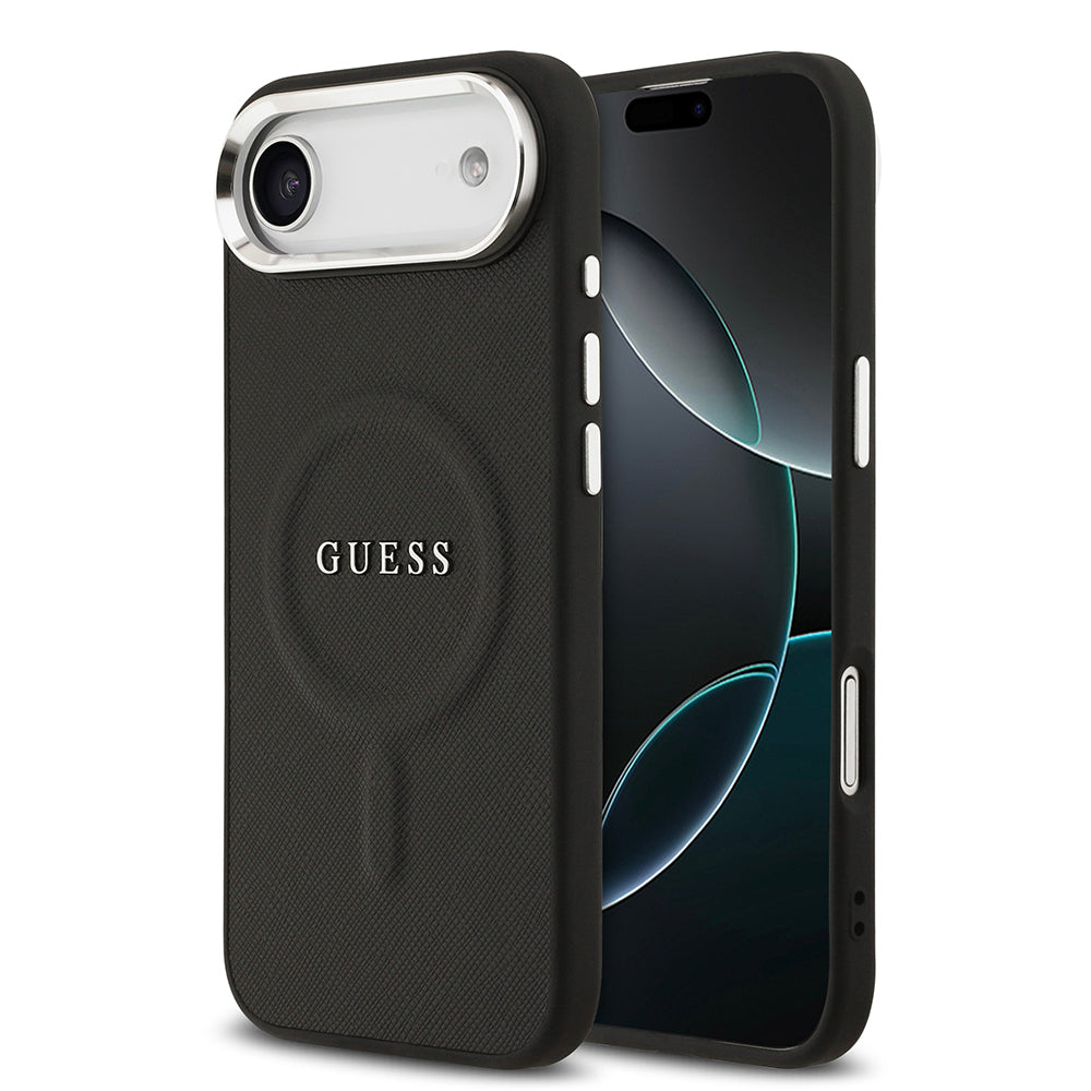 Apple iPhone 17 Air Kılıf Guess Orjinal Lisanslı M-safe Şarj Özellikli Klasik Yazı Logolu PU Deri Kapak