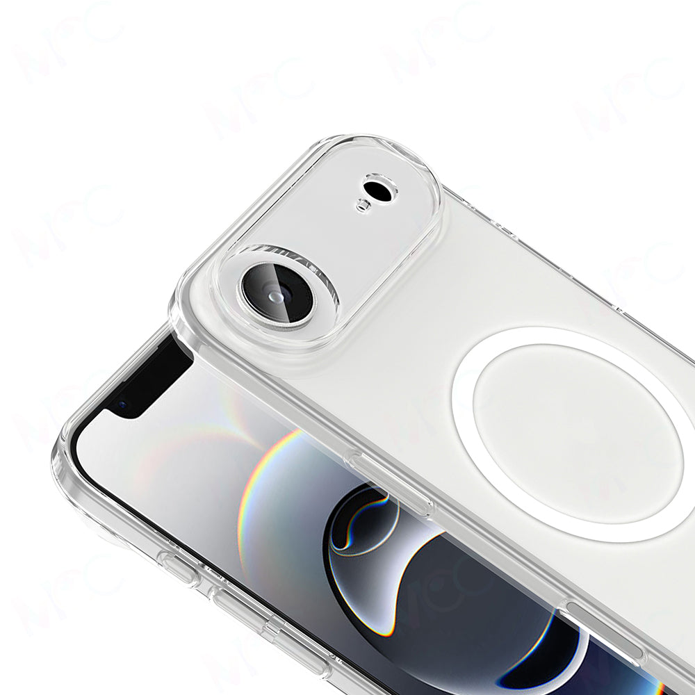 Apple iPhone 17 Air Kılıf Zore M-safe Şarj Özellikli Şeffaf Kamera Çerçeveli Porto Kapak
