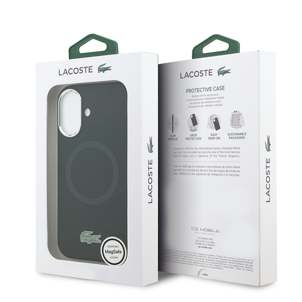 Apple iPhone 17 Kılıf Lacoste Orjinal Lisanslı M-safe Şarj Özellikli İkonik Logolu Metal Kamera Çerçeveli Silikon Kapak