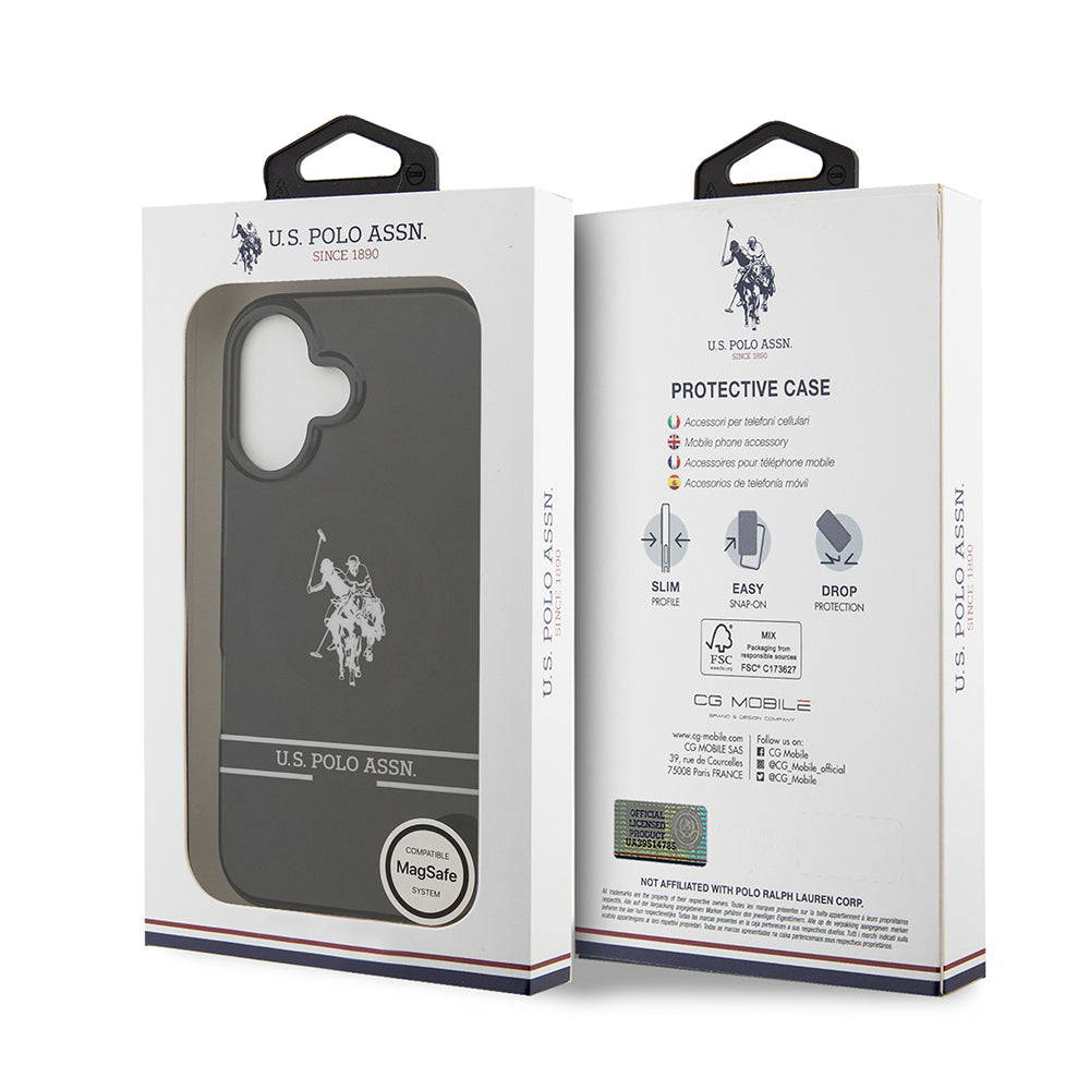 Apple iPhone 17 Kılıf U.S. Polo Assn. Orjinal Lisanslı M-safe Şarj Özellikli IML Double Horse Stripe Logolu Kapak