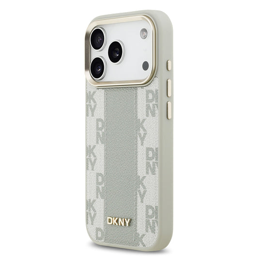 Apple iPhone 17 Pro Kılıf DKNY Orjinal Lisanslı M-safe Şarj Özellikli 3D Yazılı Checkered Pattern Kapak