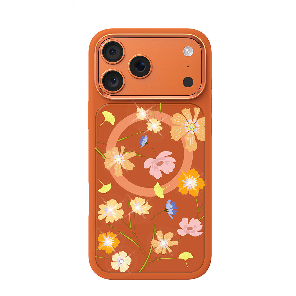 Apple iPhone 17 Pro Kılıf M-safe Şarj Özellikli Çiçek Tasarımlı Mutural Flower Serisi Kapak