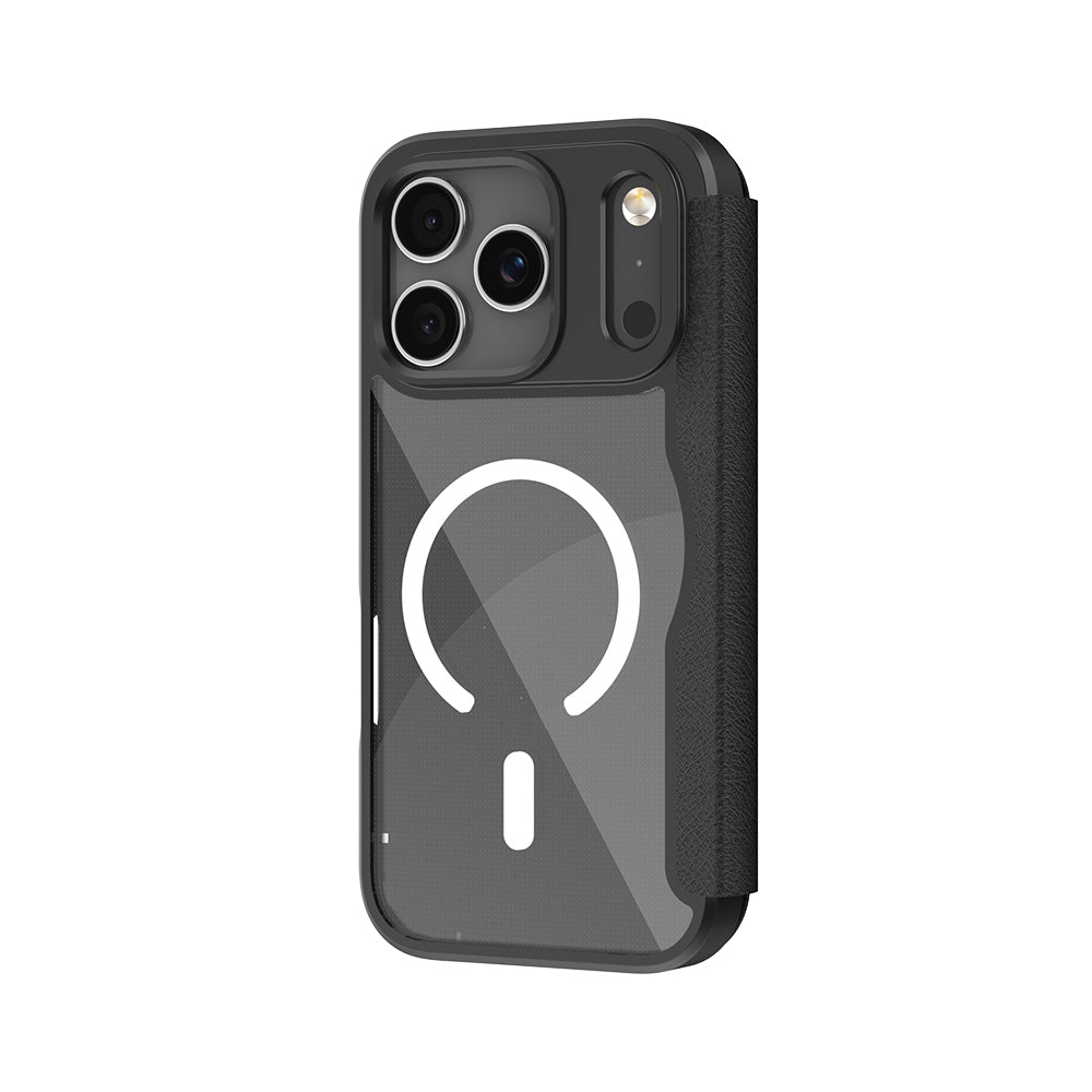 Apple iPhone 17 Pro Kılıf M-Safe Şarj Özellikli Raptic Air Folio Şeffaf Kartlıklı Kapaklı Kılıf