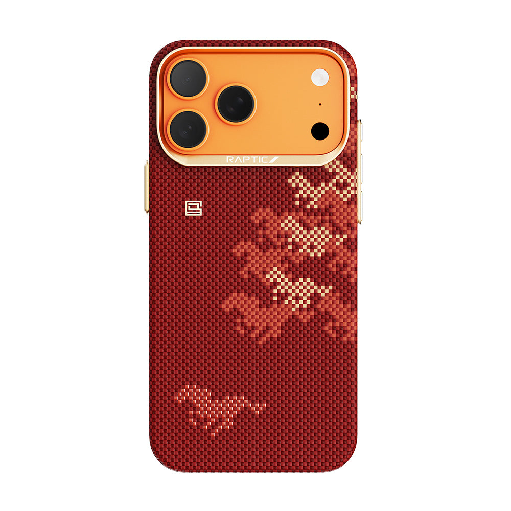 Apple iPhone 17 Pro Kılıf M-safe Şarj Özellikli Raptic Aramid Skin Chivalry Serisi Karbon Kapak