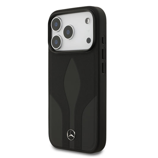 Apple iPhone 17 Pro Kılıf Mercedes Benz Orjinal Lisanslı M-safe Şarj Özellikli Dokulu Desenli Deri Kapak