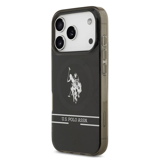 Apple iPhone 17 Pro Kılıf U.S. Polo Assn. Orjinal Lisanslı M-safe Şarj Özellikli IML Double Horse Stripe Logolu Kapak