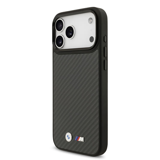 Apple iPhone 17 Pro Max Kılıf BMW Orjinal Lisanslı M-safe Şarj Özellikli Karbon Fiber Metal Logolu Kapak
