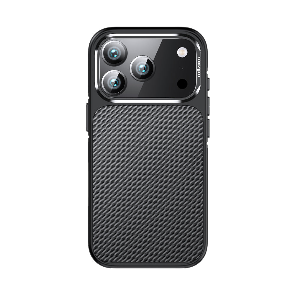 Apple iPhone 17 Pro Max Kılıf Karbon Fiber Görünümlü Wlons Marin Kapak