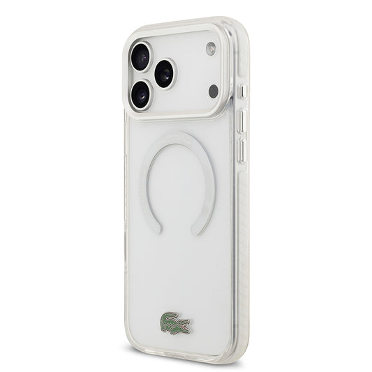 Apple iPhone 17 Pro Max Kılıf Lacoste Orjinal Lisanslı M-safe Şarj Özellikli İkonik Timsah Logolu Buzlu Kapak