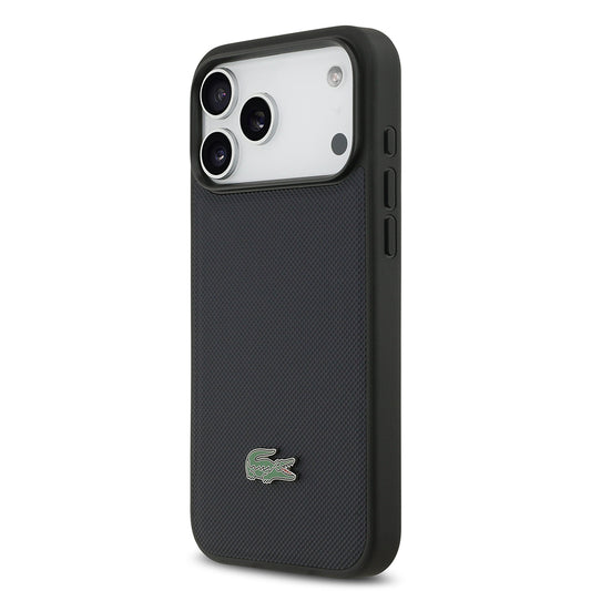 Apple iPhone 17 Pro Max Kılıf Lacoste Orjinal Lisanslı M-safe Şarj Özellikli PU Pike Desenli Metal Logolu Kapak