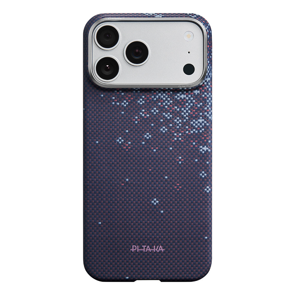 Apple iPhone 17 Pro Max Kılıf M-safe Şarj Özellikli Aramid Karbon Fiber Pitaka Sakura Hours Serisi Kapak