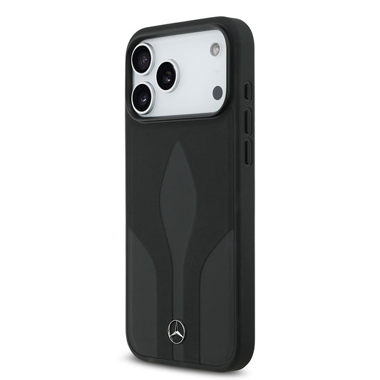 Apple iPhone 17 Pro Max Kılıf Mercedes Benz Orjinal Lisanslı M-safe Şarj Özellikli Dokulu Desenli Deri Kapak
