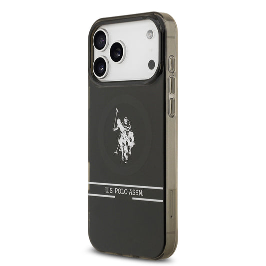 Apple iPhone 17 Pro Max Kılıf U.S. Polo Assn. Orjinal Lisanslı M-safe Şarj Özellikli IML Double Horse Stripe Logolu Kapak