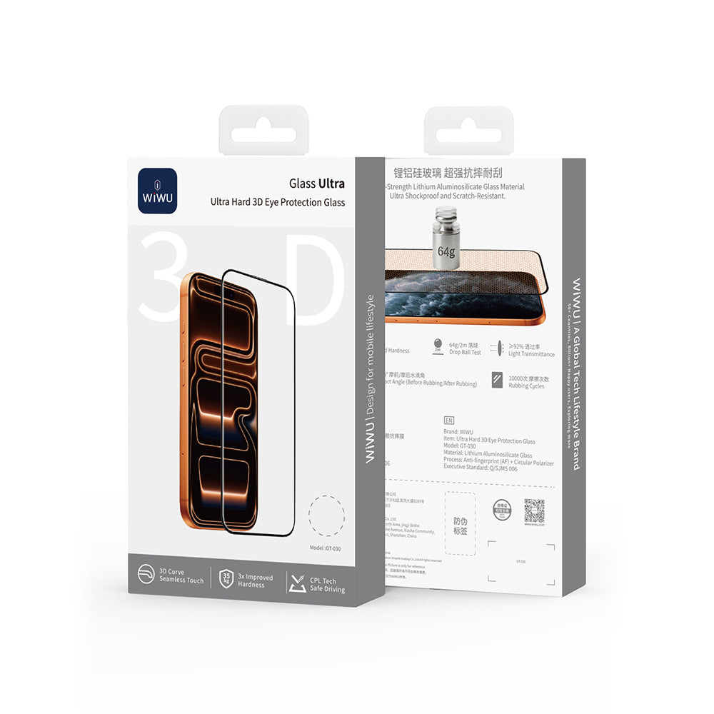 Apple iPhone 17 Pro Wiwu GT-030 3D Çizilmeye Dayanıklı Temperli Cam Ekran Koruyucu