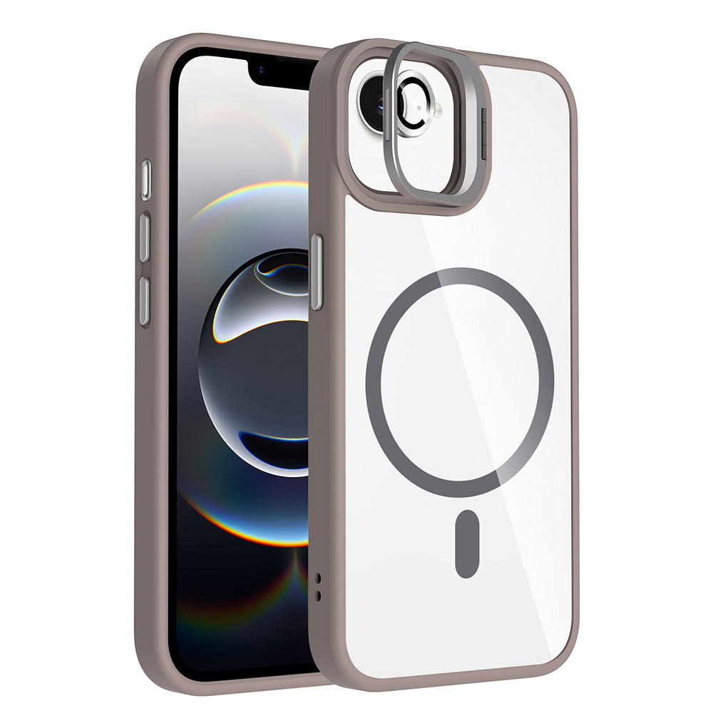 Apple iPhone 17E Kılıf Standlı ve Kamera Lens Hediyeli M-Safe Şarj Özellikli Zore Etro Kapak