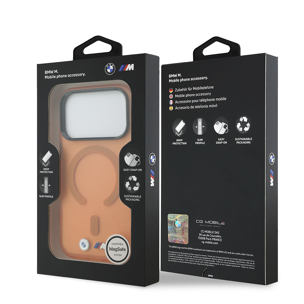 Apple iPhone 18 Pro Kılıf BMW Orjinal Lisanslı M-safe Şarj Özellikli Metal Buton Tasarımlı Buzlu IML Baskılı Kapak