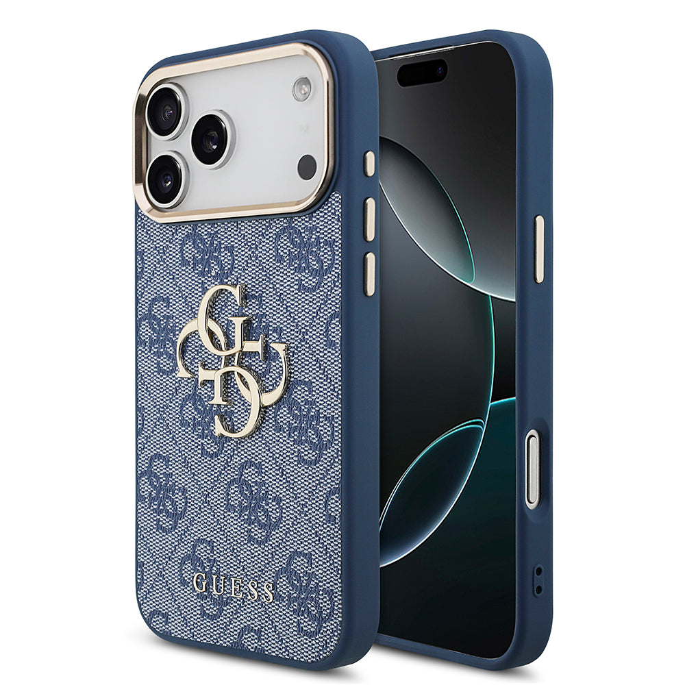 Apple iPhone 18 Pro Max Kılıf Guess Orjinal Lisanslı Gold Metal Kamera Çerçeveli 4G Desenli Metal Büyük 4G ve Yazı Logolu Kapak