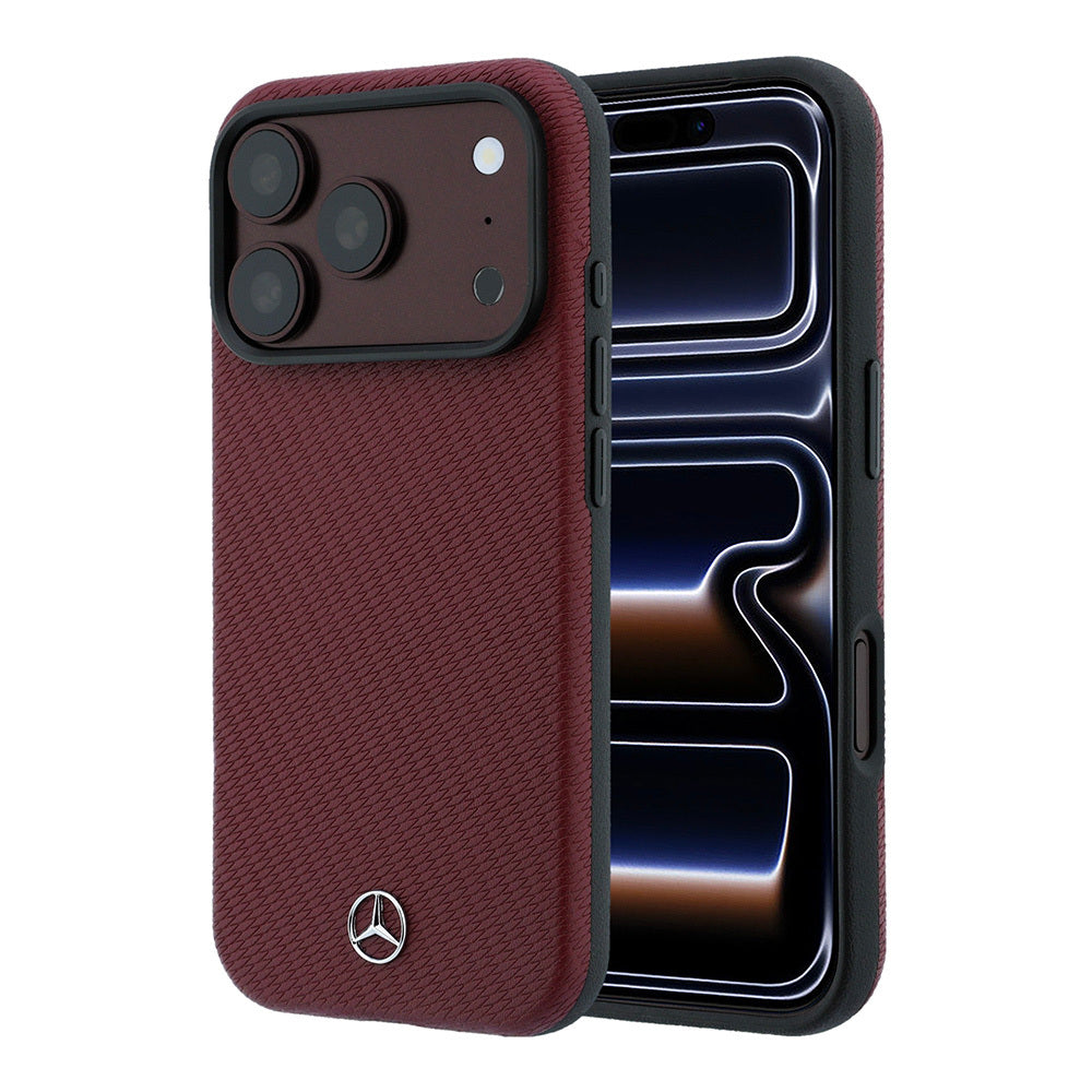 Apple iPhone 18 Pro Max Kılıf Mercedes Benz Orjinal Lisanslı M-safe Şarj Özellikli 3D Metal Logolu Wrap Wood Deri Kapak
