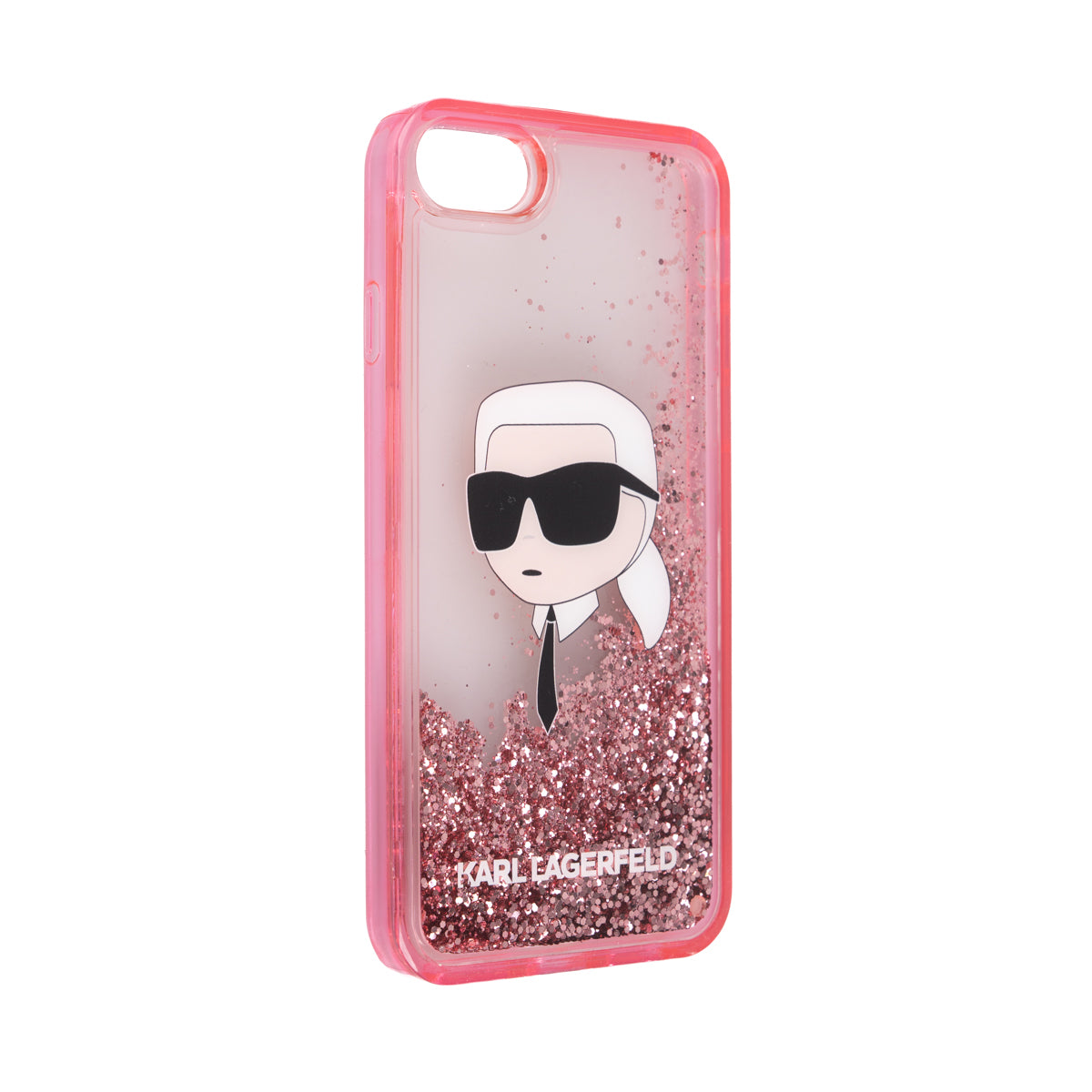 Apple iPhone 8 Kılıf Karl Lagerfeld Sıvılı Simli Karl Head Dizayn Kapak