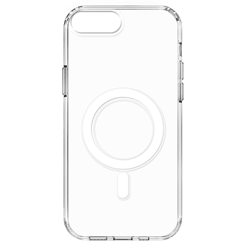 Apple iPhone 8 Plus Kılıf M-safe Şarj Özellikli Şeffaf Sert PC Zore Embos Kapak