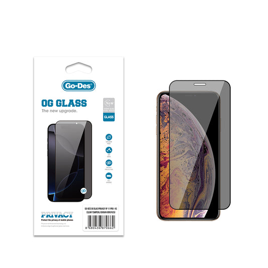 Apple iPhone XS 5.8 Go Des OG Glass Privacy Antistatik Temperli Cam Ekran Koruyucu