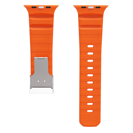 Apple Watch 10 46mm Zore KRD-145 Metal Tokalı Silikon Kordon