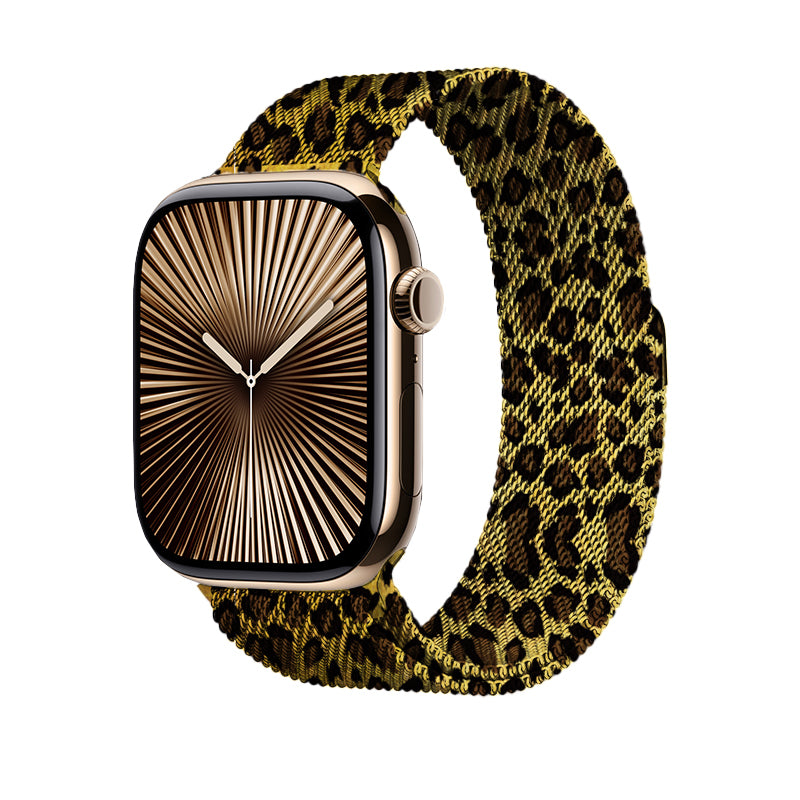 Apple Watch 38mm Zore KRD-01 Leopar Desenli Metal Kordon