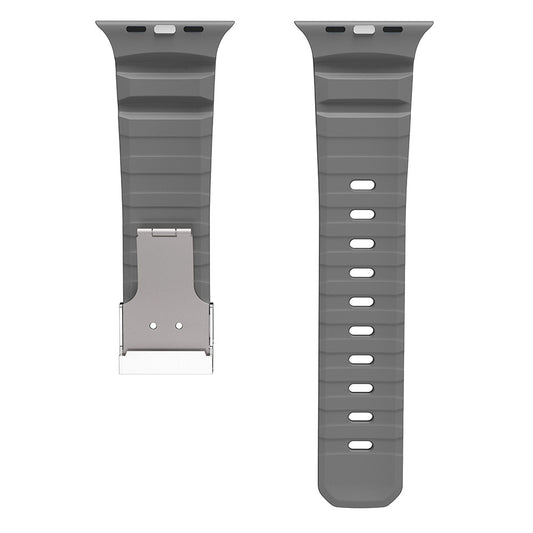 Apple Watch 42mm Zore KRD-145 Metal Tokalı Silikon Kordon