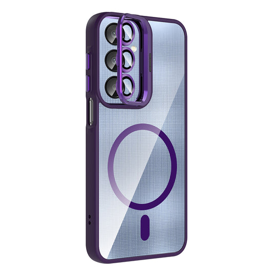 Galaxy A16 Kılıf Standlı ve Kamera Lens Hediyeli M-Safe Şarj Özellikli Zore Etro Kapak