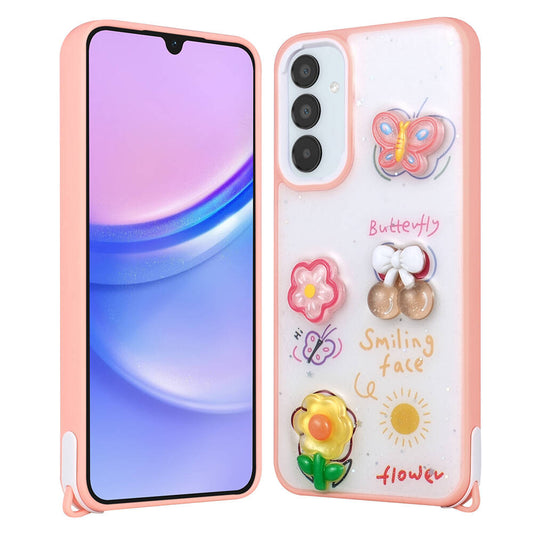 Galaxy A35 Kılıf Parlayan Simli Kabartma Figürlü Zore Cevze Kapak