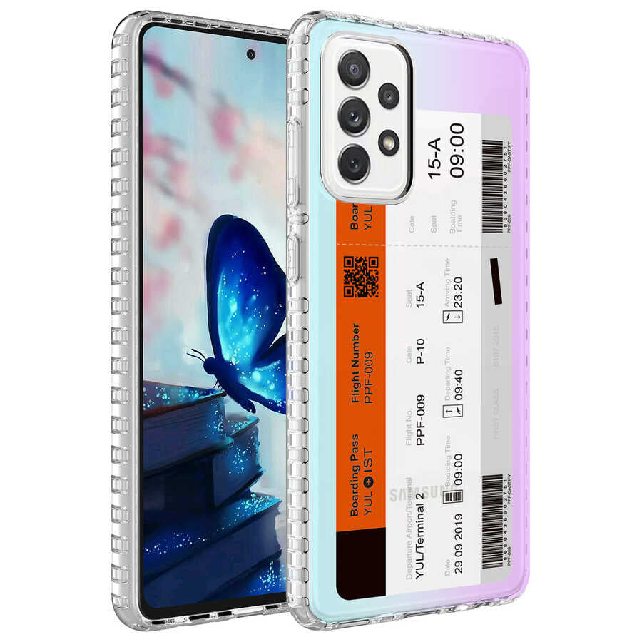 Galaxy A72 Kılıf Airbag Kenarlı Renkli Desenli Silikon Zore Elegans Kapak