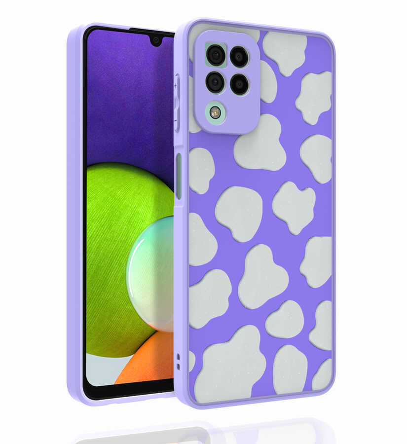 Galaxy M22 Kılıf Desenli Kamera Korumalı Parlak Zore Nora Kapak