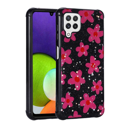 Galaxy M22 Kılıf Simli Desenli Kamera Korumalı Parlak Zore Popy Kapak