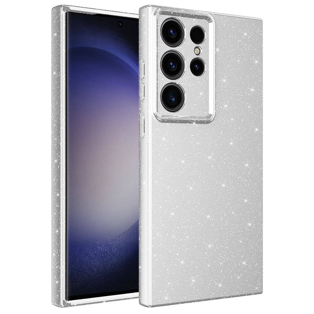 Galaxy S23 Ultra Kılıf Kamera Korumalı Simli Lüks Zore Koton Kapak