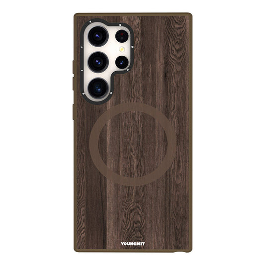 Galaxy S24 Ultra Kılıf M-safe Şarj Özellikli Sararmaya Dayanıklı Youngkit Wood Forest Serisi Kapak