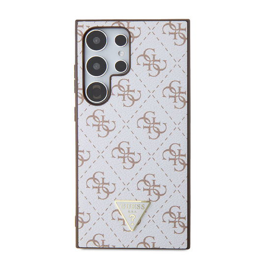 Galaxy S24 Ultra Kılıf Guess Orjinal Lisanslı PU Üçgen Logo 4G Desenli Kapak