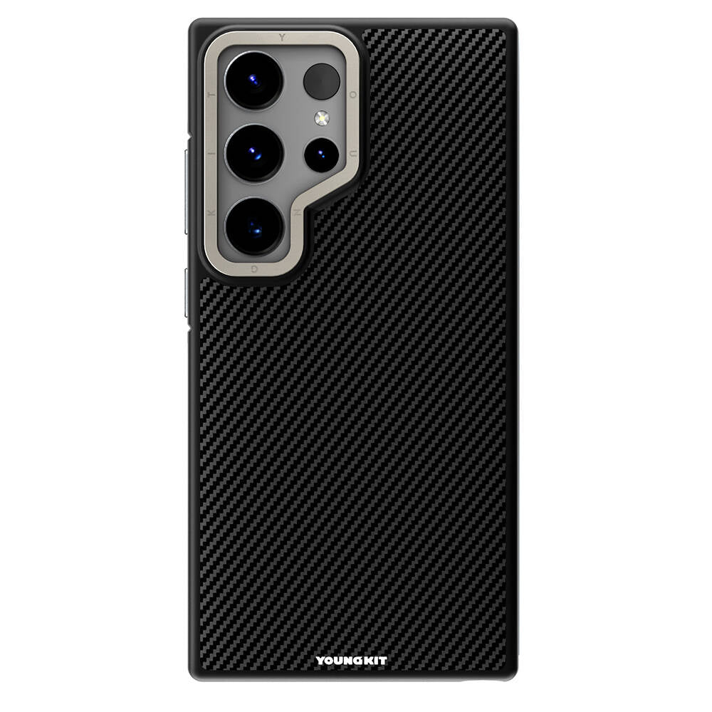 Galaxy S24 Ultra Kılıf M-safe Şarj Özellikli Aramid Fiber Tasarımlı Youngkit 600D Serisi Kapak