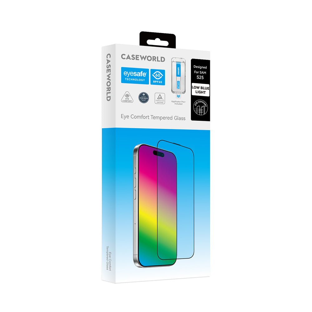 Galaxy S25 CaseWorld Applicator Serisi 2.5D Eyesafe Mavi Işık Teknolojili 0.25mm Temperli Cam Ekran Koruyucu+ Uygulama Aparatı