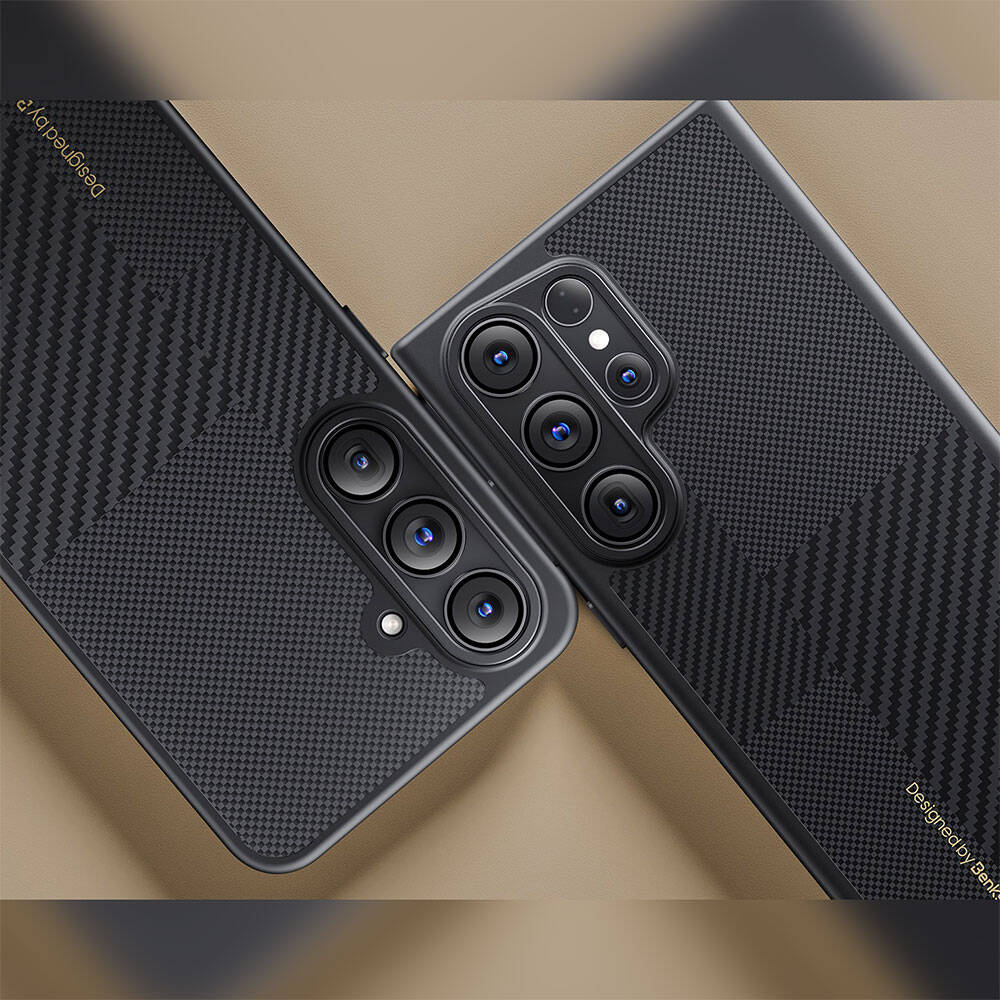 Galaxy S25 Kılıf M-safe Şarj Özellikli Karbon Fiber Benks Montage Hybrid ArmorPro Kevlar Kapak