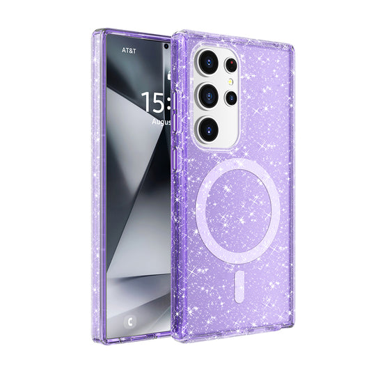 Galaxy S25 Ultra Kılıf M-safe Şarj Özellikli Parlayan Simli Saydam Renkli Zore Allstar Kapak