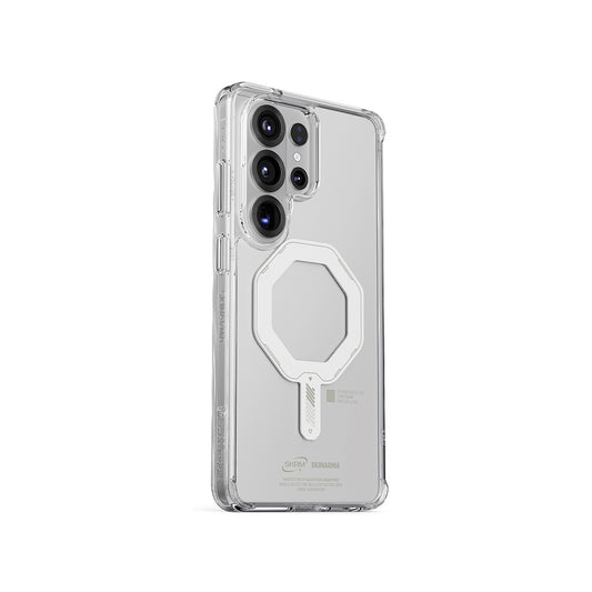 Galaxy S26 Ultra Kılıf M-safe Şarj Özellikli Şeffaf Airbag Tasarımlı Skinarma Saido Mag-Charge Nightglow Kapak