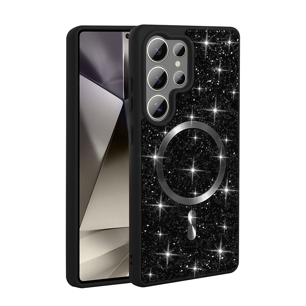Galaxy S26 Ultra Kılıf Pırlanta Tasarımlı M-safe Şarj Özellikli Zore Mozaik Silikon Kapak