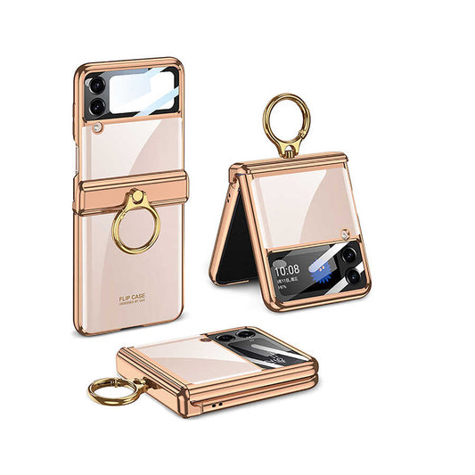 Galaxy Z Flip 4 Kılıf Zore Kıpta Yüzüklü Lens Korumalı Kapak