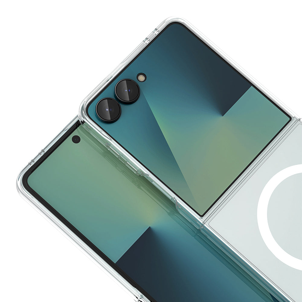 Galaxy Z Flip 8 Kamera Korumalı M-Safe Şarj Özellikli Şeffaf Zore London Sert PC Kapak