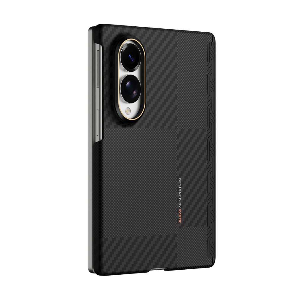 Galaxy Z Fold 8 Kılıf M-safe Şarj Özellikli Metal Kamera Çerçeveli Raptic Aramid SkinPro Serisi Karbon Kapak
