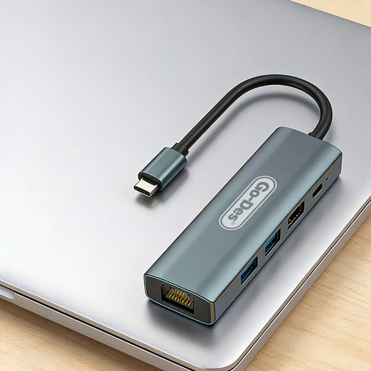 Go Des GD-6873 Type-C to HDTV 5in1 Dönüştürücü Adaptör