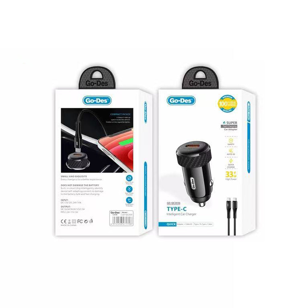 Go-Des GD-QC2036 PD 33W Hızlı Şarj Özellikli Araç Şarj Başlığı