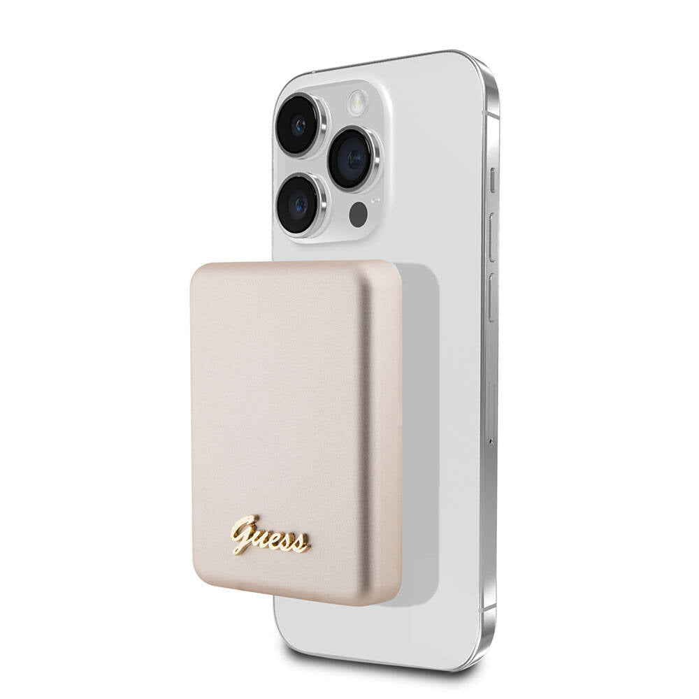 Guess Orjinal Lisanslı M-safe Şarj Özellikli Metal Yazı Logolu Powerbank 3000mAh 5W