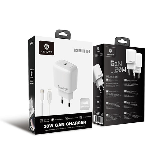 Lenyes LCH90-TC-L Type-C to Lightning GaN Teknolojili PD Hızlı Şarj Özellikli Şarj Seti 20W