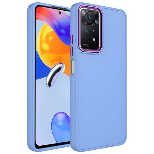 Xiaomi Redmi Note 11 Pro 5G Kılıf Metal Çerçeve ve Buton Tasarımlı Silikon Zore Luna Kapak